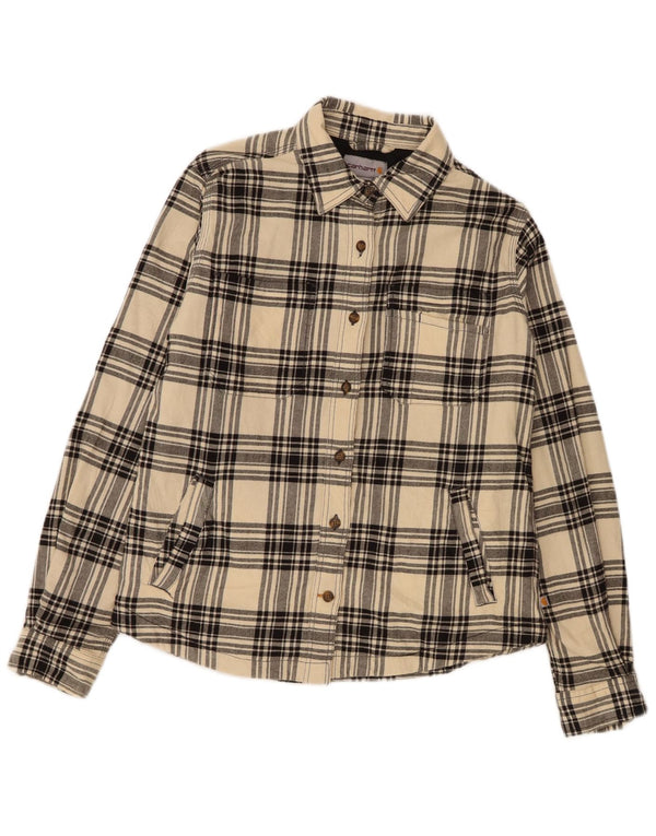 Carhartt Womens Lumberjack Flannel Shirt UK 6 XS Beige Check Cotton