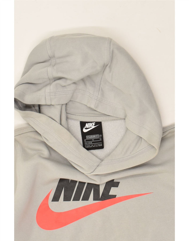 NIKE Boys Graphic Standard Fit Hoodie Jumper 13-14 Years XL Grey Cotton | Vintage Nike | Thrift | Second-Hand Nike | Used Clothing | Messina Hembry 