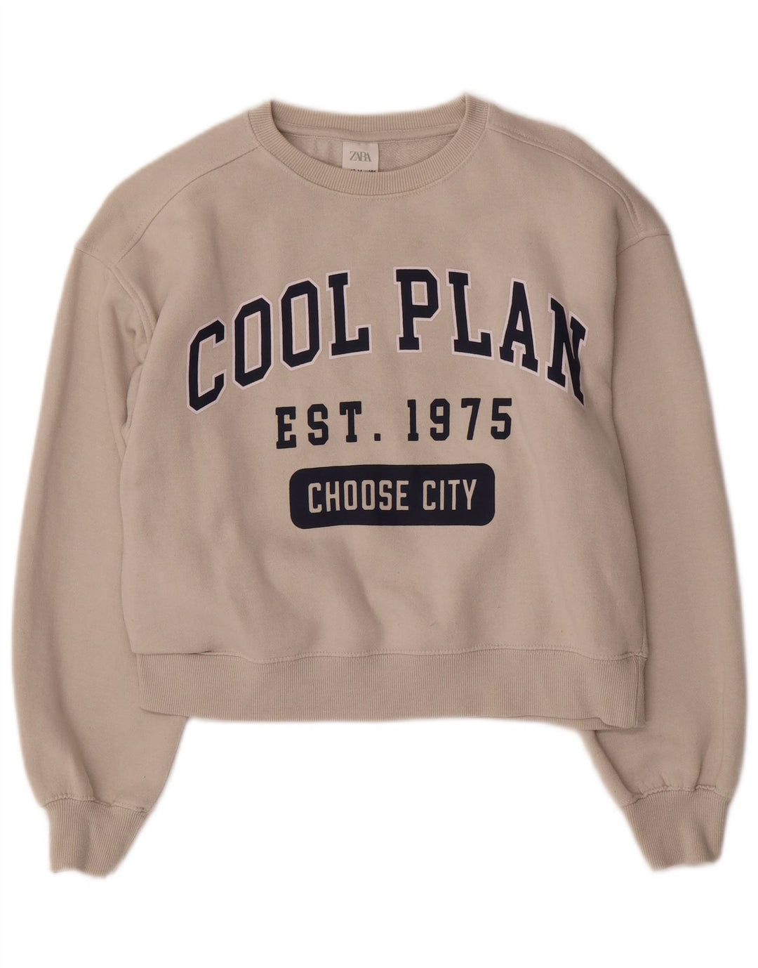 Zara Girls Crop Graphic Sweatshirt Jumper 13-14 Years White