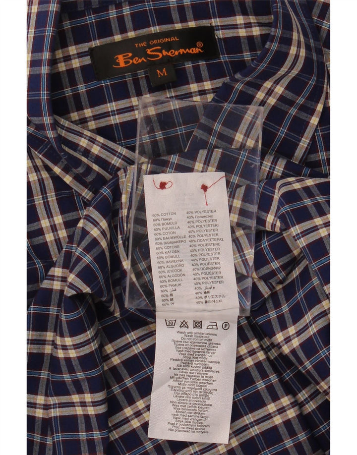 BEN SHERMAN Mens Shirt Medium Navy Blue Check Cotton Vintage Ben Sherman and Second-Hand Ben Sherman from Messina Hembry 