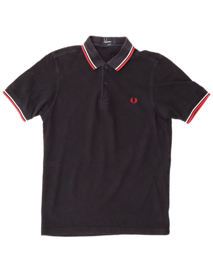 Fred Perry Mens Slim Fit Polo Shirt Small Black Cotton