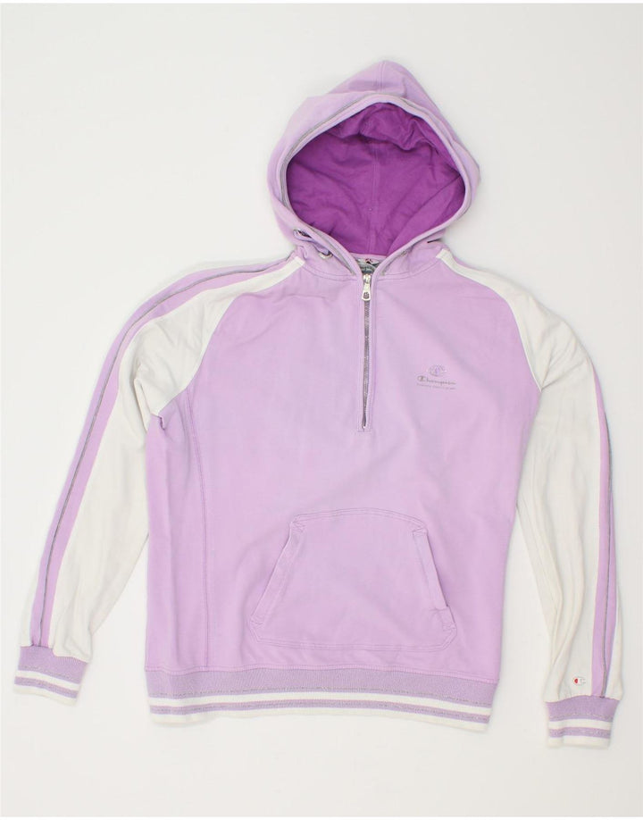 CHAMPION Womens Heritage Classics Zip Neck Hoodie Jumper UK 18 XL Purple Vintage Champion and Second-Hand Champion from Messina Hembry 