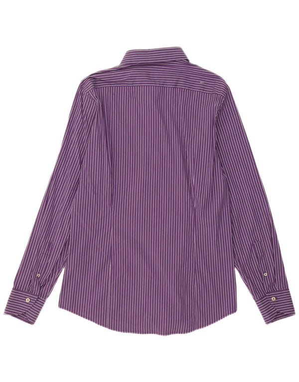 Benetton Mens Shirt XL Purple Pinstripe Cotton