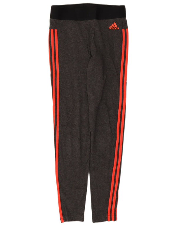 Adidas Womens Leggings UK 12/14 Medium Grey Colourblock Cotton