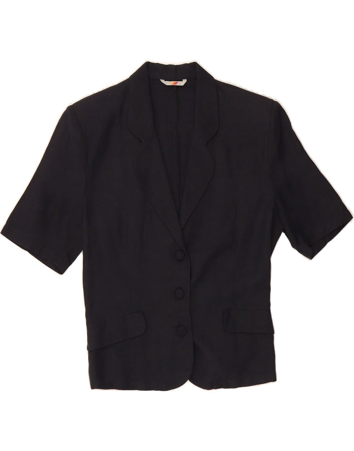STEFANEL Womens 3 Button Short Sleeve Blazer Jacket IT 44 Medium Navy Blue Vintage Stefanel and Second-Hand Stefanel from Messina Hembry 