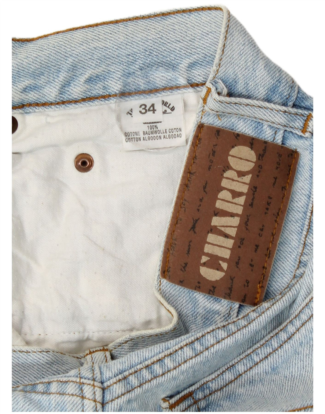 Charro Mens Straight Jeans W34 L29 Blue Cotton