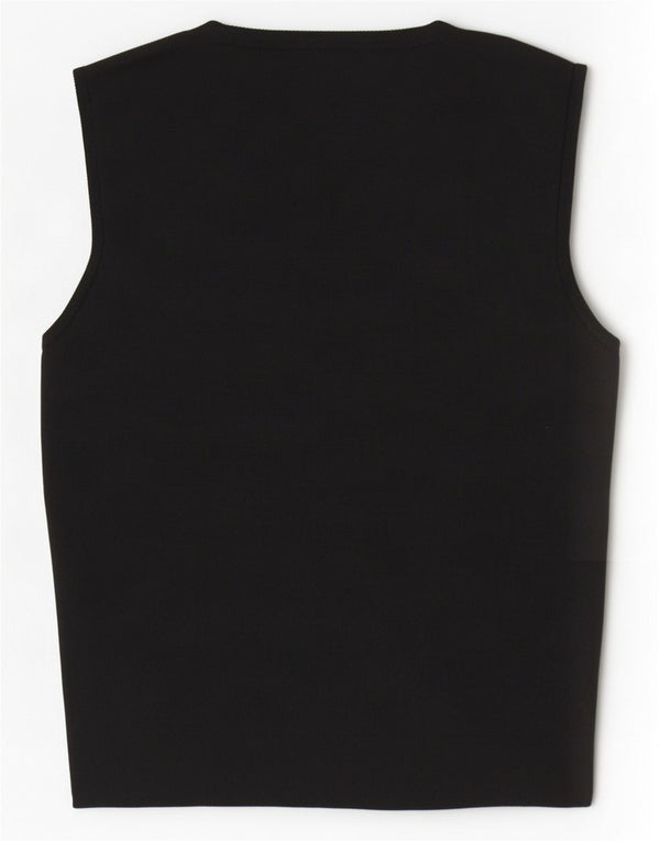 Zara Womens Crop Vest Top UK 8 Small Black Polyester