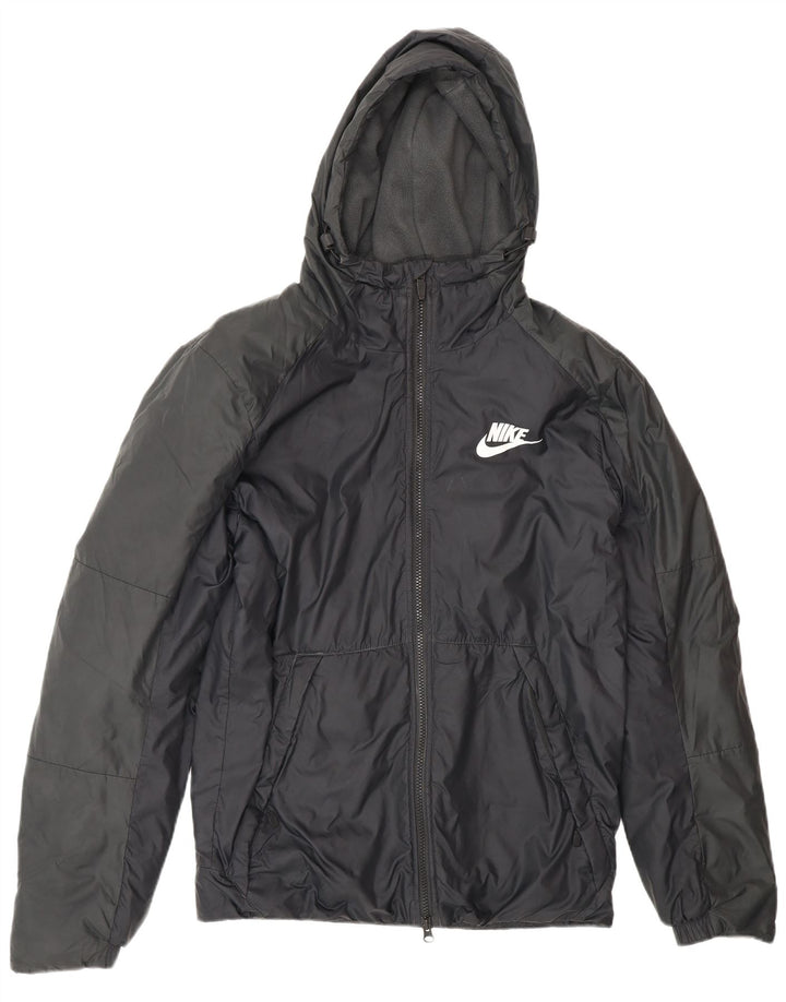 Nike Mens Hooded Windbreaker Jacket UK 36 Small Black Polyester