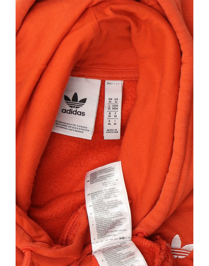 Adidas Mens Hoodie Jumper Medium Orange Cotton