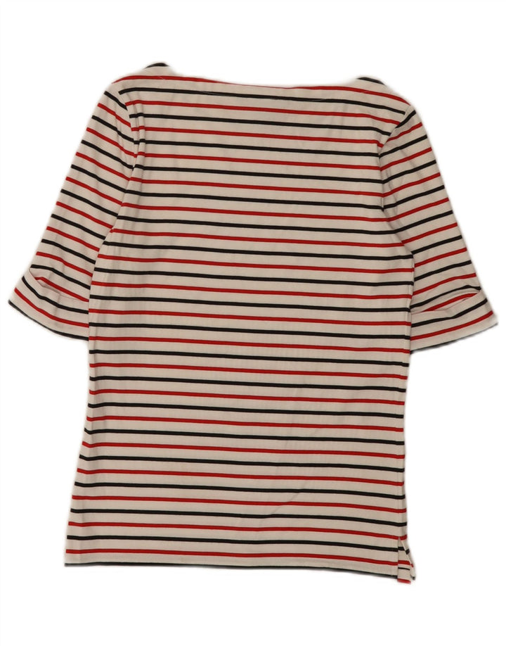 Ralph Lauren Womens Top 3/4 Sleeve UK 12 Medium White Striped