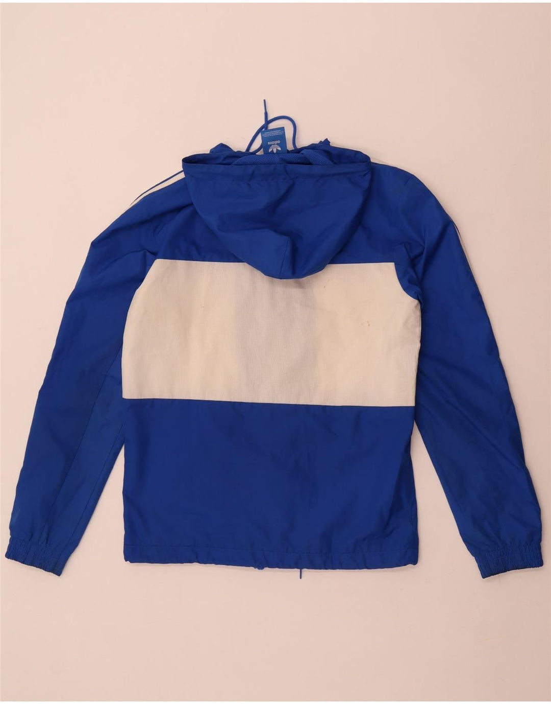 Adidas Mens Hooded Tracksuit Top Jacket  Small Blue Colourblock Polyester