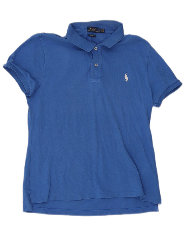 Polo Ralph Lauren Womens Skinny Fit Shirt UK 14 Large Blue Cotton