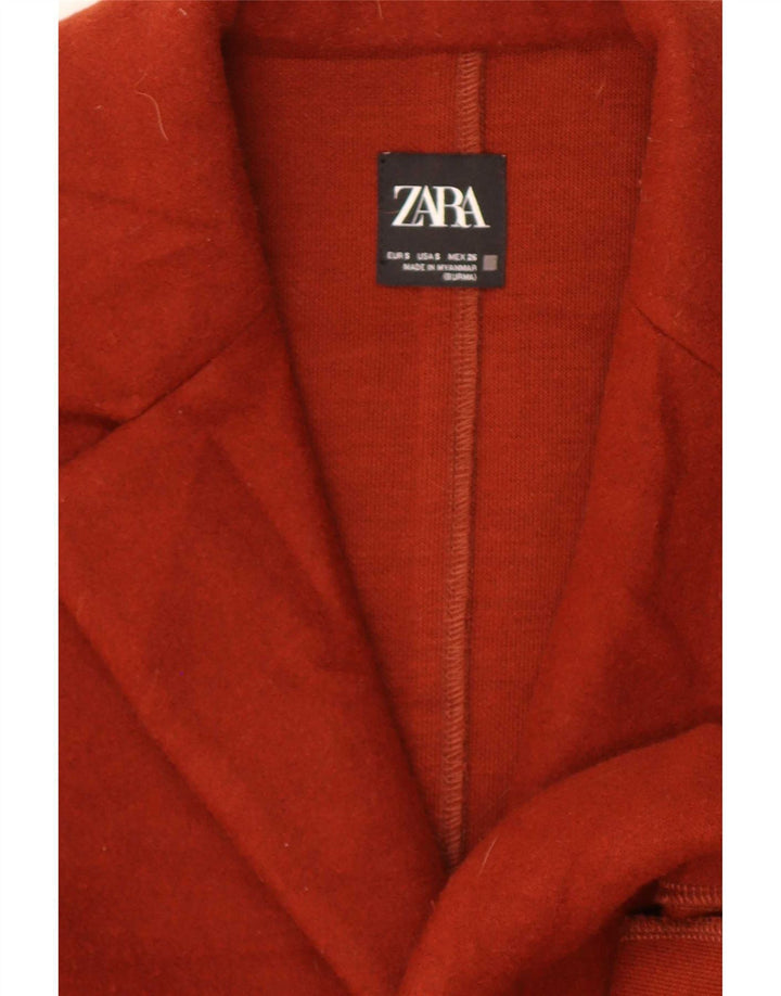 Zara Womens Overcoat UK 10 Small Maroon Cotton