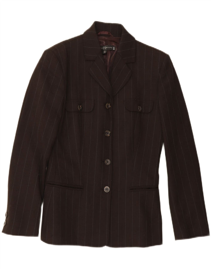 BELFE & BELFE Womens 4 Button Blazer Jacket IT 42 Medium Brown Pinstripe Vintage Belfe & Belfe and Second-Hand Belfe & Belfe from Messina Hembry 