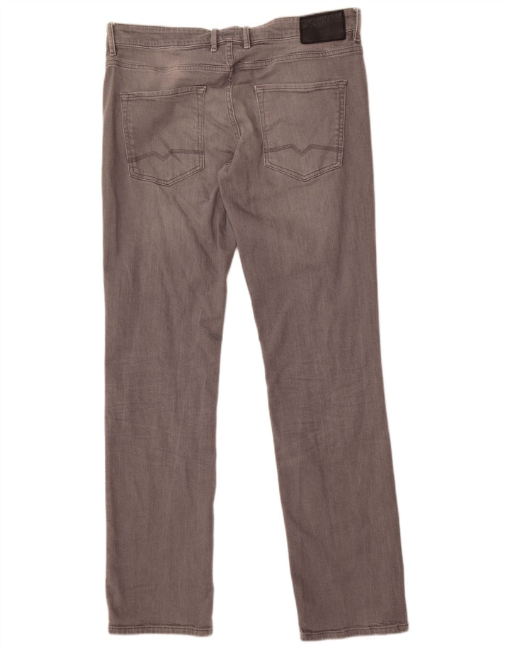 Hugo Boss Mens Regular Fit Straight Jeans W36 L34 Grey Cotton