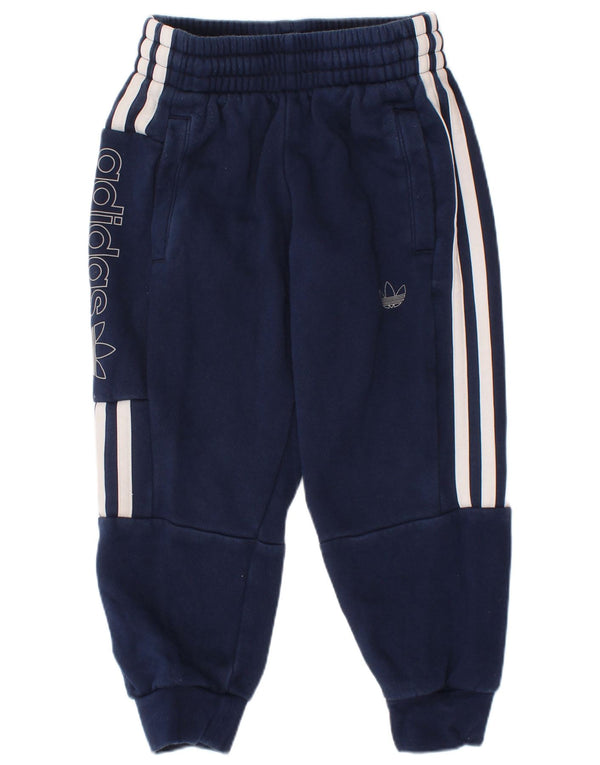 Adidas Boys Graphic Tracksuit Trousers Joggers 4-5 Years  Navy Blue Cotton