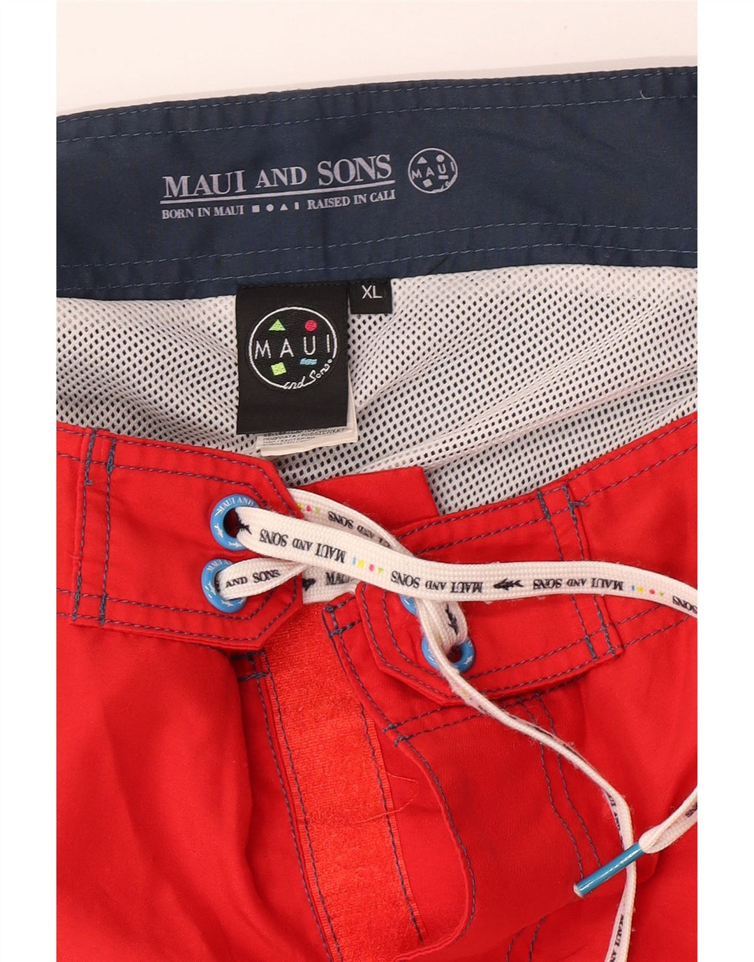 Maui and Sons Mens Swimming Shorts XL  Red Colourblock Polyester