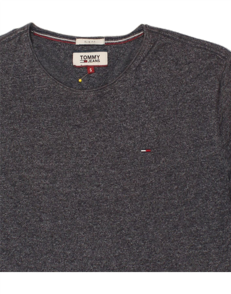 TOMMY HILFIGER Mens Slim Fit T-Shirt Top Small Grey Flecked Cotton | Vintage Tommy Hilfiger | Thrift | Second-Hand Tommy Hilfiger | Used Clothing | Messina Hembry 