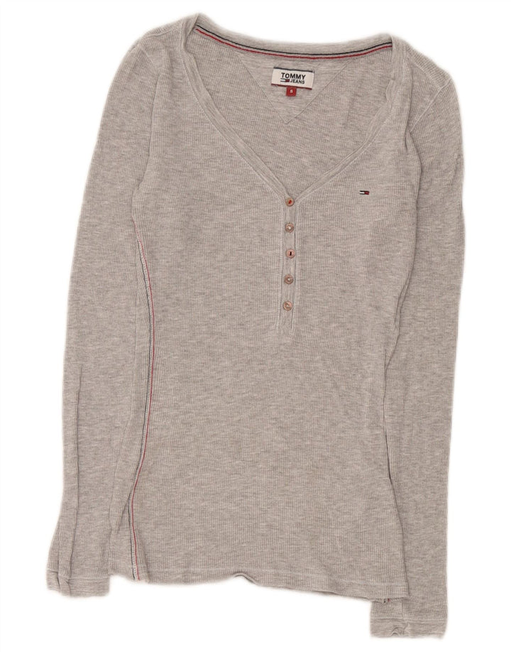 Tommy Hilfiger Womens Top Long Sleeve UK 8 Small Grey Viscose