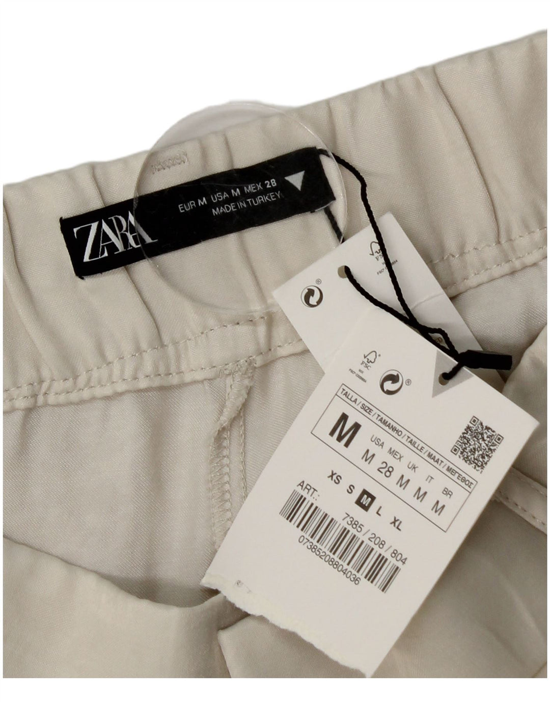 Zara Womens Pegged Chino Shorts Medium W28  Off White Viscose