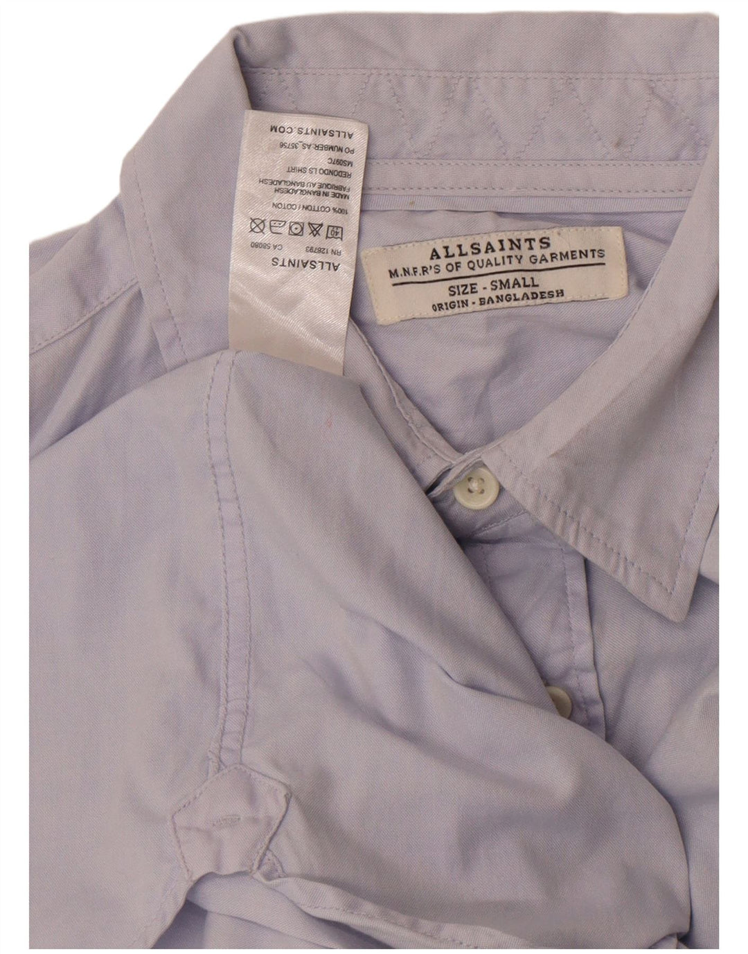 All Saints Mens Shirt Small Blue Cotton
