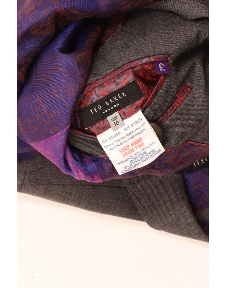 Ted Baker Boys 2 Button Blazer Jacket 9-10 Years Grey Virgin Wool