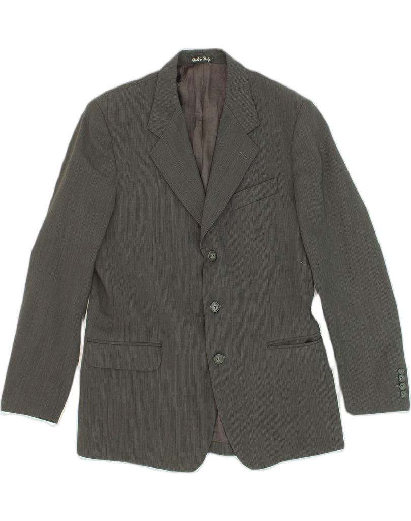 ENRICO COVERI Mens 3 Button Blazer Jacket IT 48 Medium Grey Pinstripe | Vintage Enrico Coveri | Thrift | Second-Hand Enrico Coveri | Used Clothing | Messina Hembry 