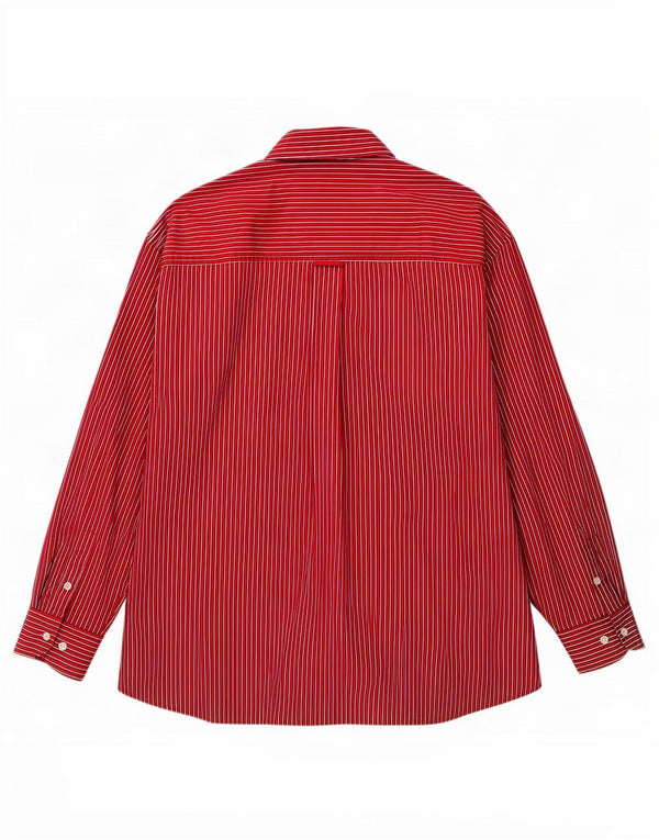 Wrangler Mens Riata Shirt Size 17 1/2 XL Red Striped Cotton