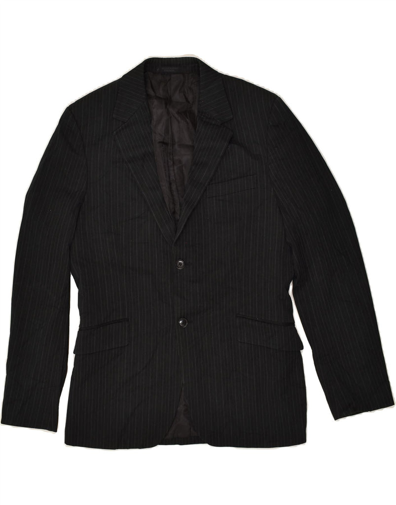 JACK & JONES Mens 2 Button Blazer Jacket IT 50 Large Black Striped | Vintage Jack & Jones | Thrift | Second-Hand Jack & Jones | Used Clothing | Messina Hembry 