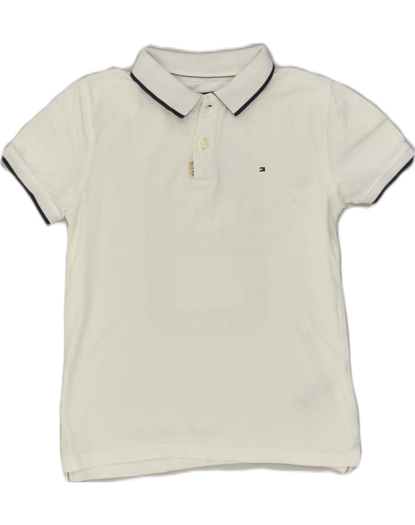 TOMMY HILFIGER Boys Graphic Polo Shirt 10-11 Years White Cotton | Vintage Tommy Hilfiger | Thrift | Second-Hand Tommy Hilfiger | Used Clothing | Messina Hembry 