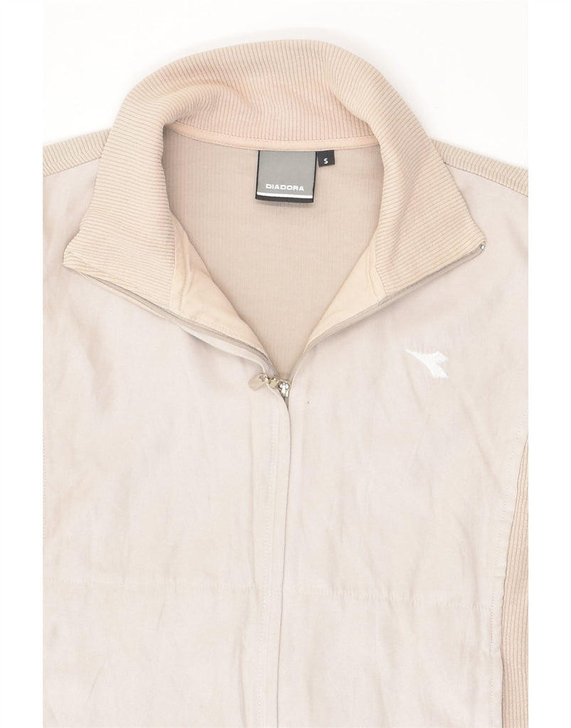 DIADORA Womens Loose Fit Tracksuit Top Jacket UK 10 Small Beige | Vintage Diadora | Thrift | Second-Hand Diadora | Used Clothing | Messina Hembry 