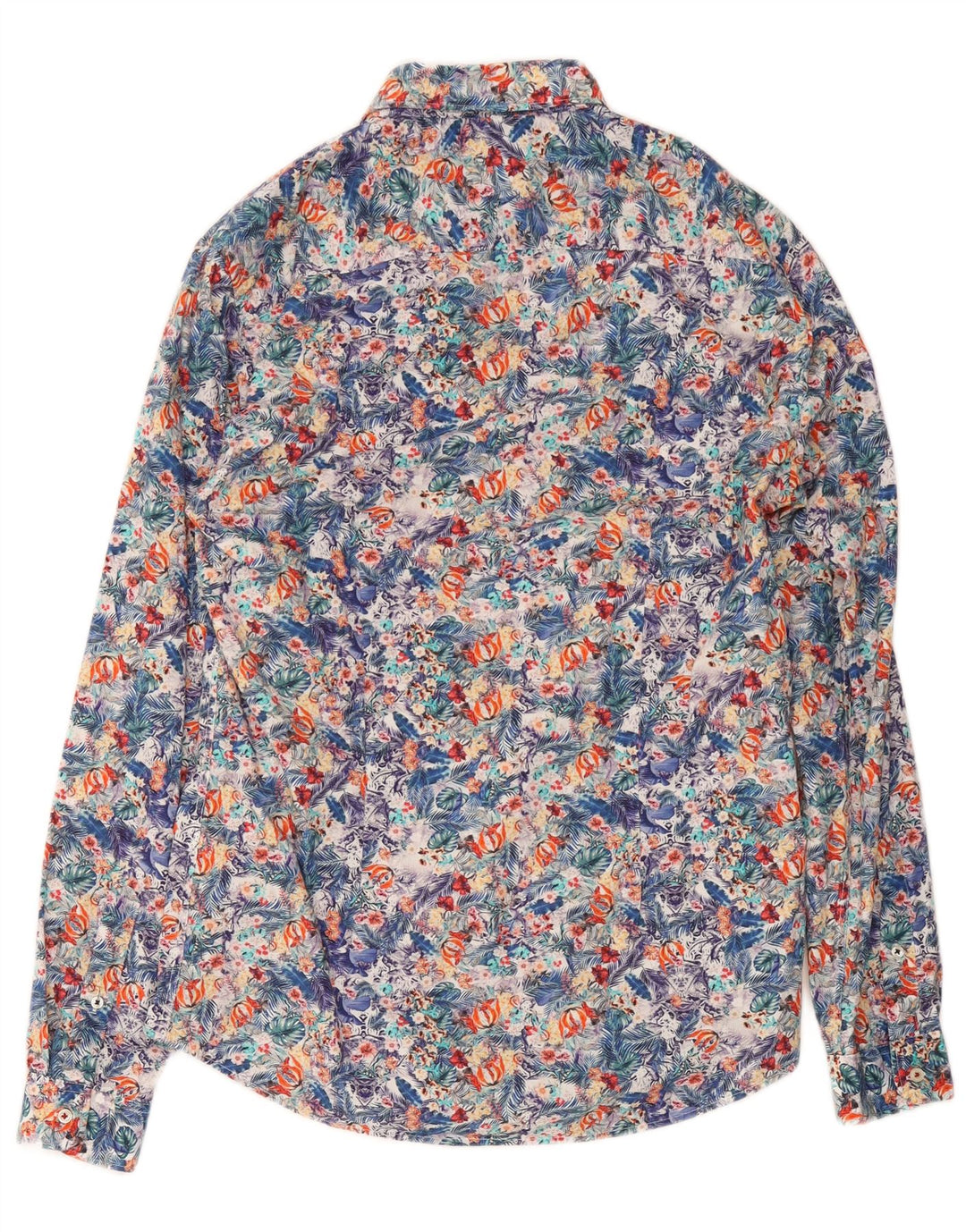 Zara Mens Slim Fit Shirt Medium Multicoloured Floral Cotton
