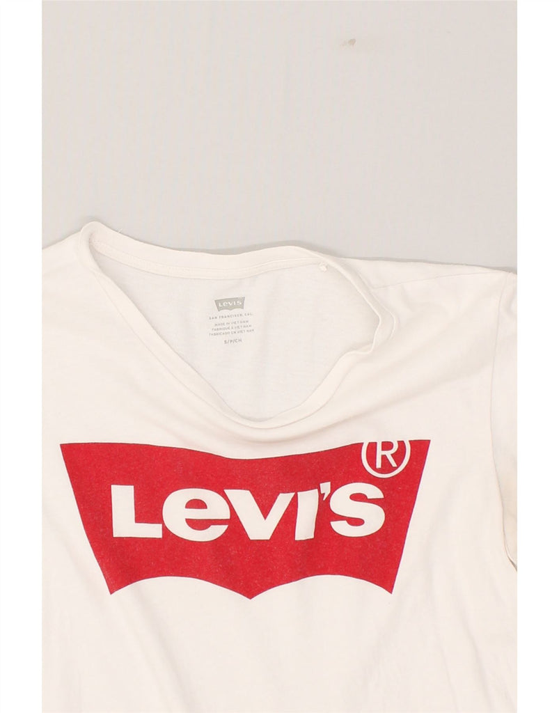 LEVI'S Womens Graphic T-Shirt Top UK 10 Small White | Vintage Levi's | Thrift | Second-Hand Levi's | Used Clothing | Messina Hembry 