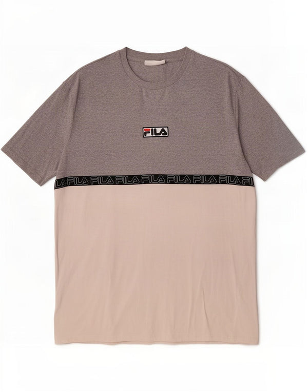 Fila Mens Graphic T-Shirt Top Large Grey Colourblock Cotton