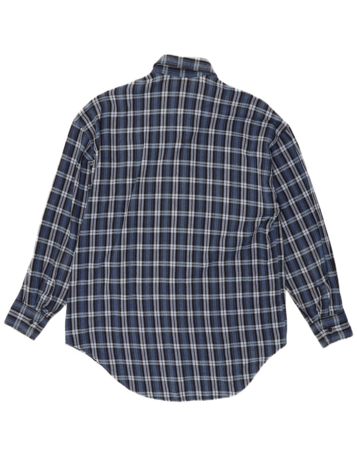 Enara Camice Mens Flannel Shirt Small Blue Check Cotton