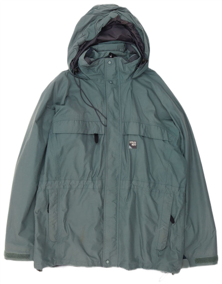 Sprayway Mens Hooded Windbreaker Jacket UK 40 Large Blue Polyamide