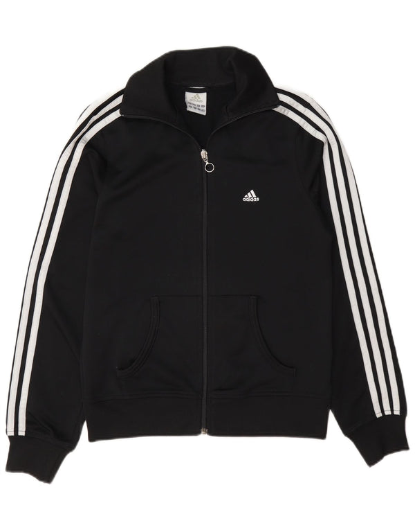 Adidas Womens Tracksuit Top Jacket UK 10 Small Black Polyester