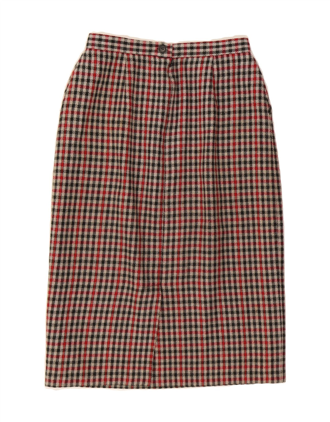 VINTAGE Womens Straight Skirt UK 14 Medium W28  Red Houndstooth Vintage Vintage and Second-Hand Vintage from Messina Hembry 