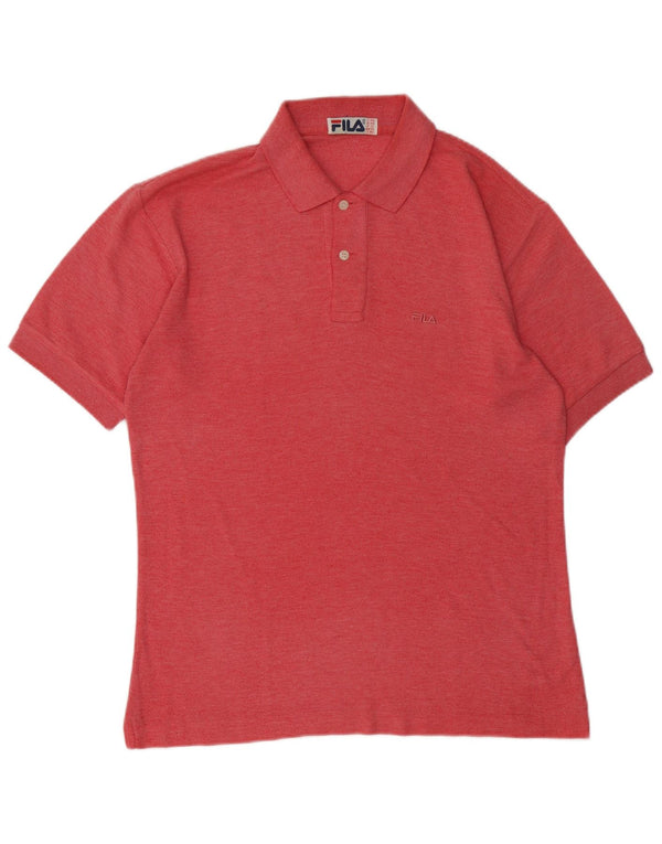 Fila Mens Loose Fit Polo Shirt IT 44 XS Pink Cotton