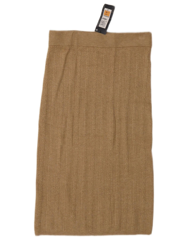 Marks & Spencer Womens Knit Straight Skirt UK 10 Small W26 Brown Viscose