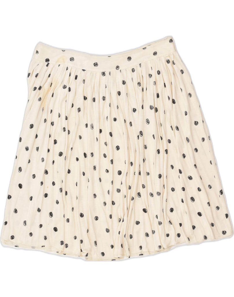 MOSCHINO Womens A-Line Skirt UK 12 Medium W32 White Spotted Silk | Vintage Moschino | Thrift | Second-Hand Moschino | Used Clothing | Messina Hembry 