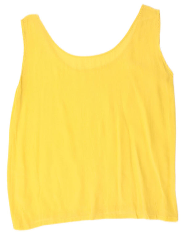 Vintage Womens Sleeveless Blouse Top UK 12 Medium Yellow