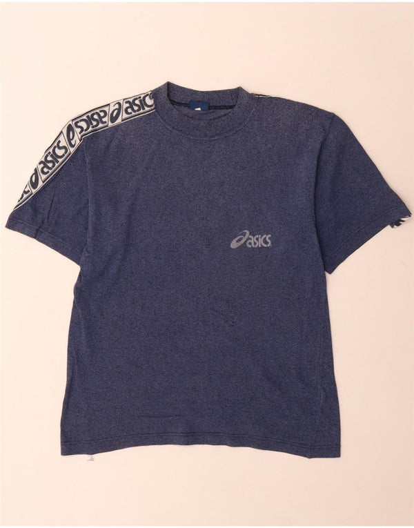 Asics Mens Graphic T-Shirt Top XS Navy Blue Colourblock Cotton