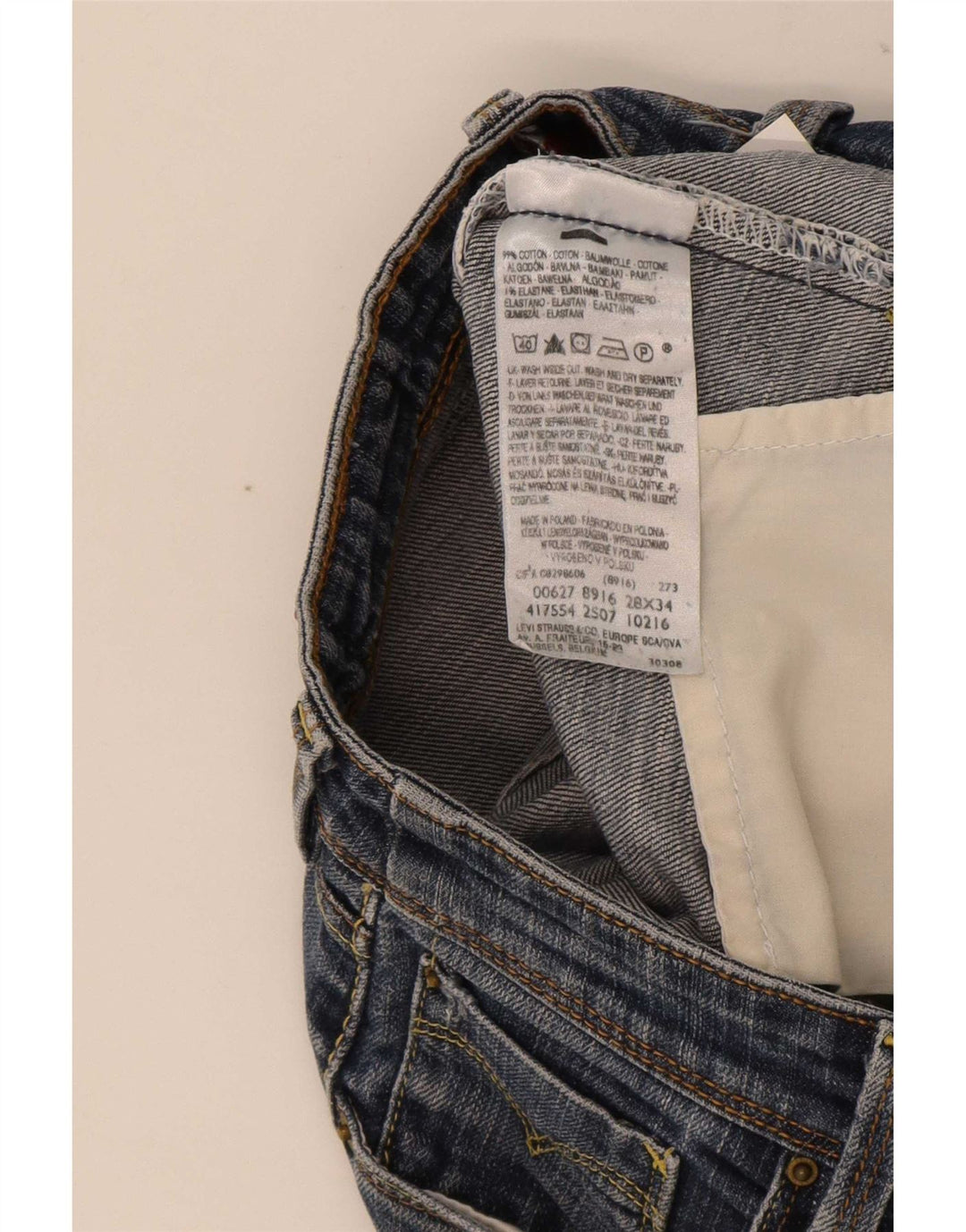 Levi's Womens 627 Straight Jeans W28 L28 Blue Cotton