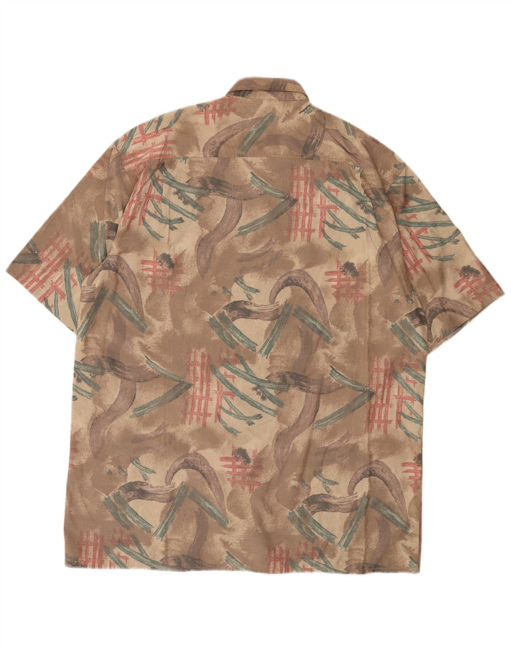 New Fast Mens Abstract Pattern Short Sleeve Shirt Size 43/44 XL Brown