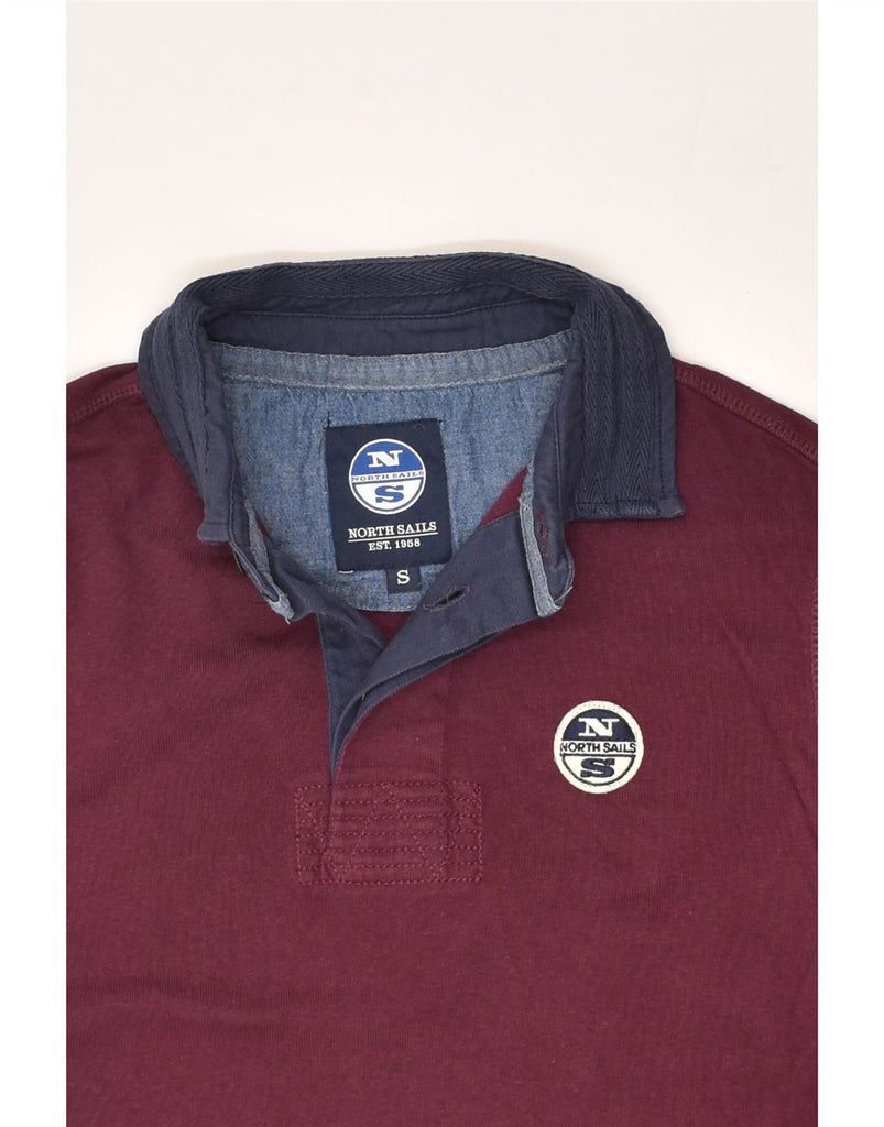 NORTH SAILS Mens Long Sleeve Polo Shirt Small Burgundy Cotton | Vintage North Sails | Thrift | Second-Hand North Sails | Used Clothing | Messina Hembry 