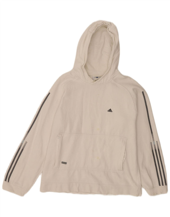 Adidas Mens Hoodie Jumper Medium White Cotton