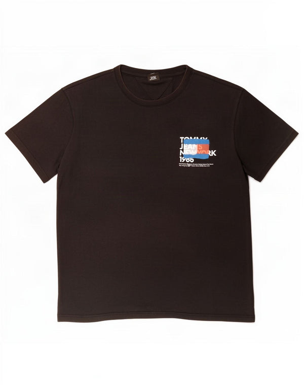 Tommy Hilfiger Mens Graphic T-Shirt Top Large Black Cotton