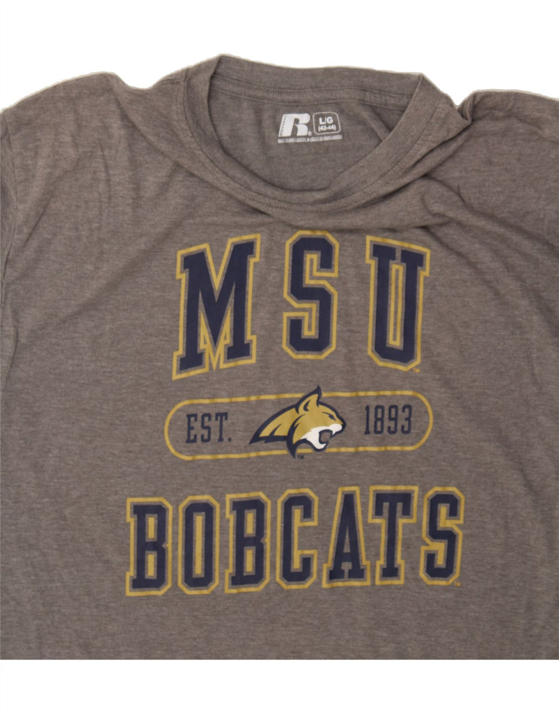 RUSSELL ATHLETIC Mens Bobcats Graphic T-Shirt Top UK 42/44 Large Grey Vintage Russell Athletic and Second-Hand Russell Athletic from Messina Hembry 