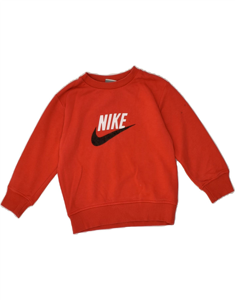 NIKE Boys Graphic Sweatshirt Jumper 4-5 Years Small  Red Cotton | Vintage Nike | Thrift | Second-Hand Nike | Used Clothing | Messina Hembry 